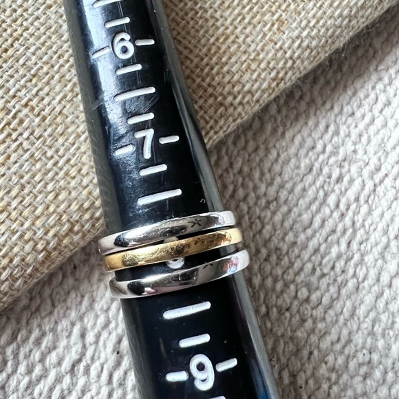 Canada CA .925 3 stackable Rings each  4 Crystals 2 Silver 1 Gold all Sterling 8 - Picture 2 of 11